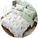 FADFAY Green Leaves Bedding Set 7-Pieces Premium 100% Cotton Daisy and Lavender Floral Printed Daisy Floral Printed Bed in Bag Target Bedding（Floral， King Size）