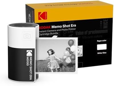 KODAK Memo Shot ERA Kids Instant Digital Camera and Photo Label Printer Bundle, White (Camera with 1 Roll One-Touch Label Cartridge + 9 Rolls Cartridge Set)
