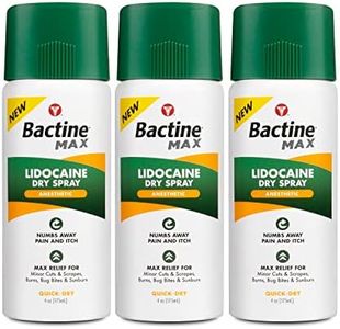 Bactine MAX Dry Spray for Pain Relief with 4% Lidocaine - Numbing Spray with Cooling First Aid - Pain + Itch Relief For Minor Cuts & Scrapes, Burns, Bug Bites, Sunburns & Postpartum Care - 4 oz,3 Pack