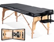 CHRUN Massage Table Portable Massage Bed Lash Spa Bed Tattoo Face Cradle Bed Height 35Inch Adjustable 2 Fold with Bag - Black