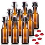 YEBODA 12 oz Amber Glass Beer Bottles for Home Brewing with Flip Caps, Case of 9