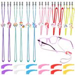 12 Pcs Kids Glasses Strap Unicorn Rainbow Adjuster Stretchy Antislip Eyeglass Strap for Girls Adjustable Glasses Lanyard Cute Safety Eyewear Retainers with 12 Pairs Glasses Ear Hook, Multicolor