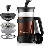 Sivaphe French Press Coffee Maker 350ml, Cafetiere Coffee Plunger Black 12oz 1-2 Cup, Small Tea Press Borosilicate Glass