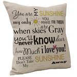 Vanki Letters Printed serial Cotton Linen Square Decorative Throw Pillow Case Cushion Cover 18 x 18 inches , you are My Sunshine Sayings pattern