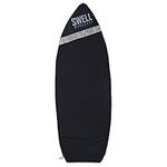 SWELL Wakesurf - Adjustable Length Wakesurf Board Sock with Padded Nose and Pocket - Wakeboard Cover - One Size Fits All Surfboard Bag (Pointed Nose - Grey)