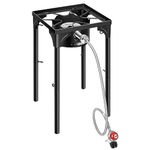 VIVOHOME Single Propane Outdoor Burner 100,000 BTU Camping Stove with Adjustable Legs, Gas Stove for Camp Cookout