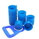 iSuperb 20 Pack 5 Gallon Water Jug Caps Reusable Non-Spill Replacement Anti Splash Water Lids with 2 Pieces Water Bottle Handle (blue)