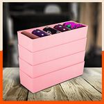 Bathla DORI (Set of 4) Multi-purpose Stackable Drawer Storage Organiser | Organise Socks, Innerwear, Tie, Handkerchief, Jewellery, Stationary, Belt etc.| Peach | 5 Grids – Stomo