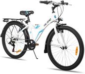 Hiland 24 Inch Kids Bike, 6 Speed Kids Bicycle for boys from 8 9 10 years, White