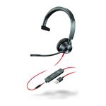 Plantronics - Blackwire 3315 Wired, Single Ear (Mono) USB-A Headset with Boom Mic (Poly) - Connect to PC/Mac via USB-A or mobile/tablet via 3.5 mm connector - Works with Teams (Certified), Zoom & more