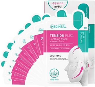 MEDIHEAL Tension Flex Soothing Mask 10 Masks - Tea Tree and Centella Asiatica Calming Facial Contours Perfect Skin Lifting Mask Sheet, Flexible Sheet for Jawline and Chin Lifting