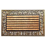 Onlymat Striped Natural Coir Rubber & Beige Doormat with Decorative Designed Border Long-Lasting, Heavy Duty, Large & Thick Entryway Rug for Indoor & Covered Door Entrances (75cm x 45cm, Rectangular)