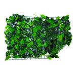 HOME GENIE Vertical Garden Artificial Mat with Leaves | Artificial Grass for Wall Decoration | Artificial Grass Tiles for Balcony | Artificial Garden for Walls – 25 * 16 Inches – Black & Green