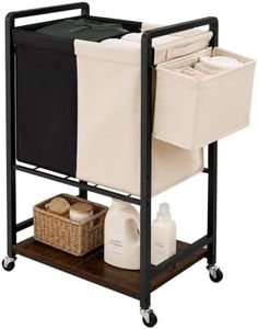 Laundry Hamper with Wheels,2 Removable Bags,Side Basket,Bottom Shelf