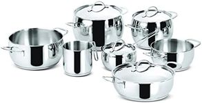 Lagostina 11Pc Euforia Kitchen 18/10 Stainless Steel Pots And Pans Cookware Set , 11 Pieces, Lagoseal Plus Bottom, Cookware With 5 Pots, Saucepan, Milk Pot, 4 Lids