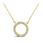 Brilliant Expressions 10K White, Rose, or Yellow Gold 1/5 Cttw Conflict Free Diamond Circle Adjustable Pendant Necklace (I-J Color, I2-I3 Clarity), 16-18 inch, Diamond,