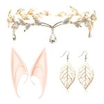 JeVenis Set of 3 Luxury Gold Elf Headpiece Elf Ears Elf Crown Tiara Fairy Headpieces Elf Head Jewelry Fairy Elf Headpiece