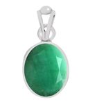 Clara Certified Emerald (Panna) 5.5cts or 6.25ratti Silver Pendant for Men & Women