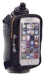 NATHAN SPORTS NS4861-0015-00 Speed View Quick Grip Insulated Running Water Bottle with Phone Zip Pocket, Black, 18 oz