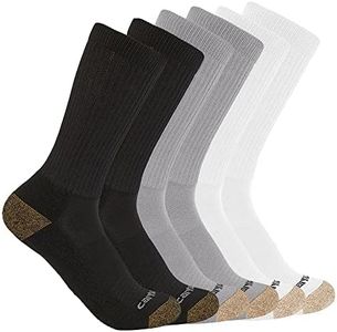 Carhartt Men's Midweight Crew Sock 6 Pack, Assorted 1 Multi, Large