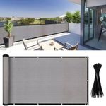 Junkogo 3x19Ft Balcony Privacy Screen Fence Cover, Apartment Railing Screen Fabric, Wind and Shade Block Screen for Outdoor, Shade Netting Mesh Cloth for Patio, Deck, Backyard Porch(Light Grey)