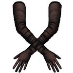 Women's Super Long Gloves, 1920s Sexy Sheer Gloves Elegant Long Opera Gloves Mesh Tulle Gloves Dance Gloves for Costume Party Halloween Evening (Black)