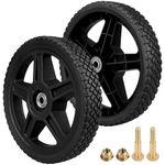 2-Pack 10" Lawn Mower Wheels Fit Most Standard Push Lawn Mower Pressure Washer Garden Cart Air Compressor Wheelbarrow Handtruck Generator Plastic Wheel with Inner and Outer Bearings Include Bolts Nuts