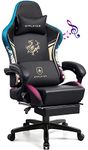 GTPLAYER Gaming Chair with Bluetooth Speakers and Footrest, Ergonomic Computer Chair Heavy Duty High Back Lumbar Support Home Office Chair (Black)