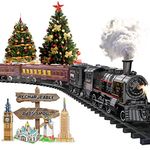 Electric Train Sets for Boys Girls Metal Alloy Christmas Trains Toys Steam Locomotive, Passenger Carriages, Tracks, Light & Sounds Rechargeable Birthday Gifts for Kids 3 4 5 6 7 8 + Years Old Red…