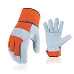 Jupiter Industries Leather Double Palm Split Canadian Heat, Cut, Wear And Tear Resistant Anti Impact Palm Coated For Handling Machinery, Mechanics & Welding Gloves - Color May Vary, Pack of 1
