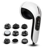 AGARO MARVEL Electric Handheld Full Body Massager with 8 Massage Heads, 5 Mode & 6 Speed Settings (White), Back, Leg & Foot.