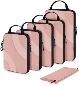 BAGSMART Compression Packing Cubes for Travel, 6 Set Travel Packing Cubes for Suitcases, Compression Suitcase Organizers Bag Set & Travel Cubes for Luggage, Lightweight Packing Organizers Dusty Pink