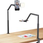 YOHOTESION Heavy Duty Overhead Phone Mount, 360° Adjustable Desk Phone Mount for Recording Overhead, Flexible Long Arm iPhone Holder for Filming, Cooking, Painting, Crafting and Zoom Meeting