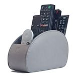 Connected Essentials Remote Control Holder with 5 Pockets TV Remote Control Tidy and Organiser Caddy, Grey PU Leather Slim Compact Living Room and Bedroom Storage CEG10