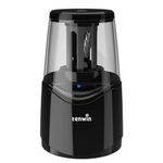 tenwin Rechargeable Electric Pencil Sharpener with Durable Helical Blade to Fast Sharpen, Auto Stop Sharpener for 6-8mm Pencils & Colored Pencils, USB Cable, Suitable for School, Office, Home (Black)