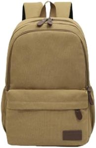 QCXBD Canvas Backpack for Men Large Capacity Durable Outdoor Hiking Camping Travel Sports Gym Work Multipurpose Laptop Daypack (Khaki)