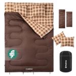 KingCamp Double Sleeping Bag with Pillow 4 Season, Sleeping Bags for Adult Kids Cotton Flannel Winter Lightweight Extra Large 2 Person for Camping Backpacking Hiking Indoor Outdoor