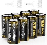 Newsellpo Rechargeable D Batteries 8 Pack, 1.5V Constant Voltage 8000mWh High Capacity LR20 D Cell Lithium Battery, USB-C Fast Charging, 1600+ Cycles for Gas Stove, Flashlight, Camping Emergency Use