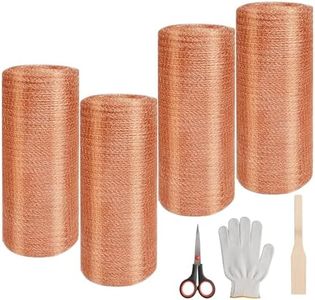 CONEHOY 4 Rolls 8" x 50 ft Copper Mesh Rustproof Rodent Control Copper Wool Pure Wire Mesh for Fill Fabric Hole Control Gap Slugs DIY Hole Filler Bat Snail Bird Pest Rodent Blocker Blocking Gardening