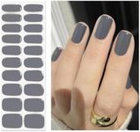 OAUEE Semi Cured Gel Nail Strips | 20 gel nail stickers | Gel Nail Stickers with UV Light Required | Salon Quality, easy application and removal（Grey）