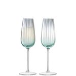 LSA International Dusk Champagne Flute 250 ml Green/Grey | Set of 2 | Mouthblown and Handmade Glass | DU05
