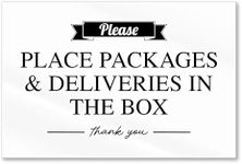 Please Place Packages & Deliveries in the Box Sign, Acrylic Place Packages Here Sign, Delivery Signs for Packages, Deliveries Here Sign for Package Delivery Boxes for Outside, 6x4 Made in USA