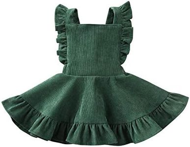 Karuedoo Baby Girls Velvet Suspender Skirt Infant Toddler Ruffled Casual Strap Sundress Summer Outfit Clothes (12-24M, Green 2(Velvet))