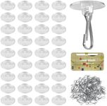 NQEUEPN 100pcs Adhesive Ceiling Hooks, Round Suction Cup Sticky Ceiling Hooks Without Drilling Removable Wall Hanger Self-Adhesive Ceil Clasp for Hanging Kitchen Bathroom Office Decorations