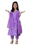 Itemzon Viscose Princess Fancy Girls Kurta Suit Sets (5-6 Years, Purple)