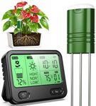 4-in-1 Soil Moisture Meter for Plants ,Soil Temperature /Moisture /Sunlight Time, Large Screen, Garden Soil Tester for Lawn, Farm, Houseplants，Wireless Indoor/Outdoor Plant Water Meter (Dark Black)