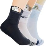 Flippysox Zipper Sock Wallet (3 Pack) - Cotton & Polyester Zipper Socks with Pockets - Fits shoe size 6-13 - Black, White, Grey