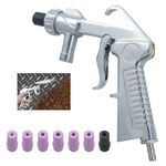 Kaelah Sandblasting Gun Compressed Air Set, Sand Blasting Gun with 6 Ceramic Nozzles, A Black Metal Nozzle and a Stainless Steel Air Connection Nipple for Sand Blaster, Sand Suction Pipe