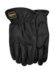 Watson Gloves Black Range Rider Glove - Buttery Soft Deerskin Leather & Slip-On Cuff (Medium)