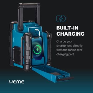 UEME 16W Cordless Site Radio – Portable Bluetooth, Blue